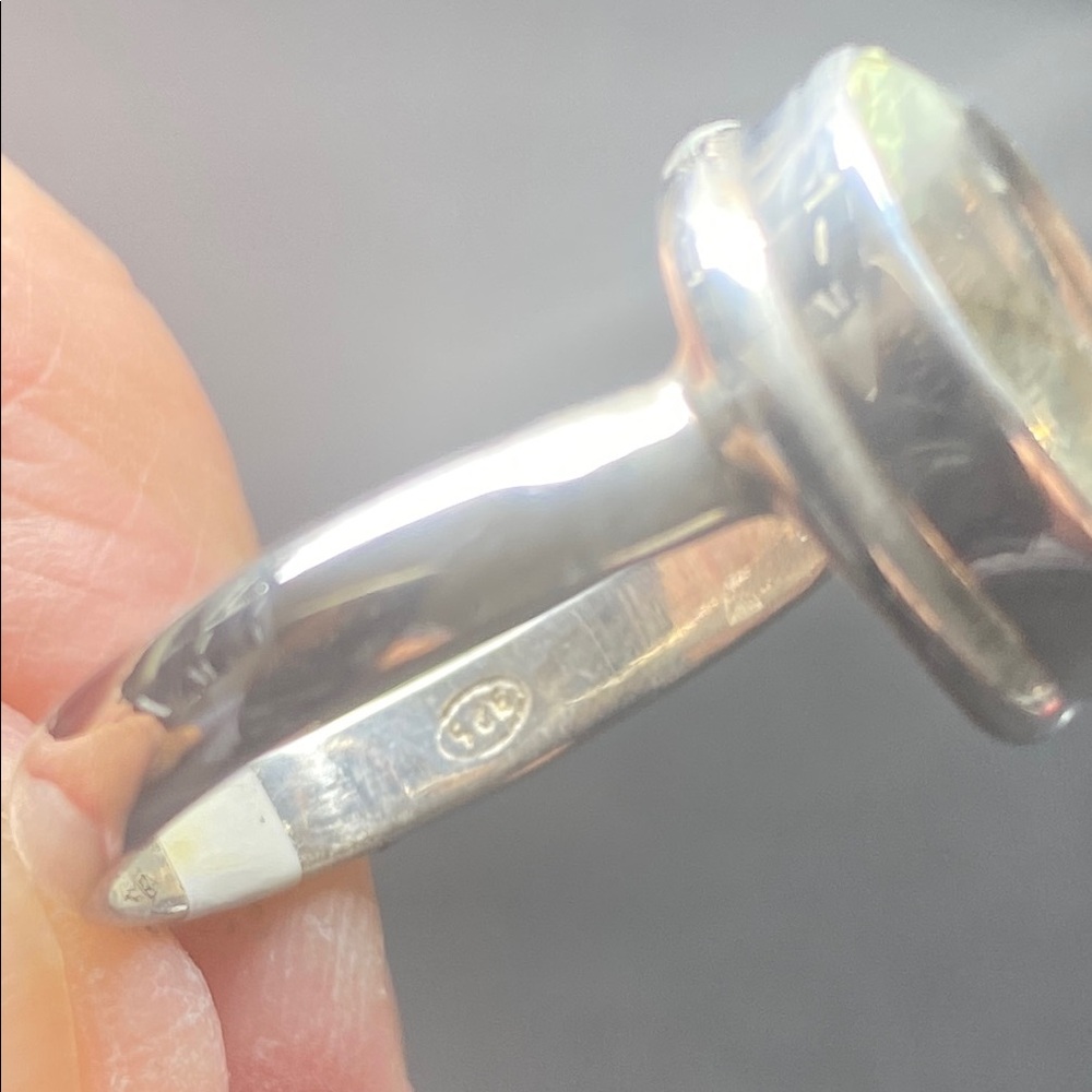 GREEN AMETHYST NATURAL AND GENUINE STONE IN SOLID STERLING SILVER 925 SIZE 8.5 - Picture 8 of 10